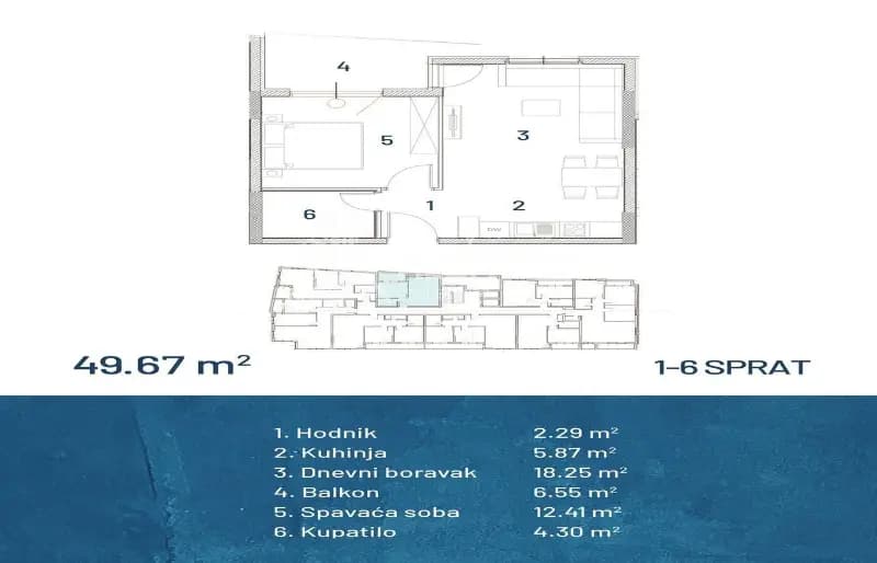 One-bedroom Apartments New Construction, 48m2, Ilino, Bar
