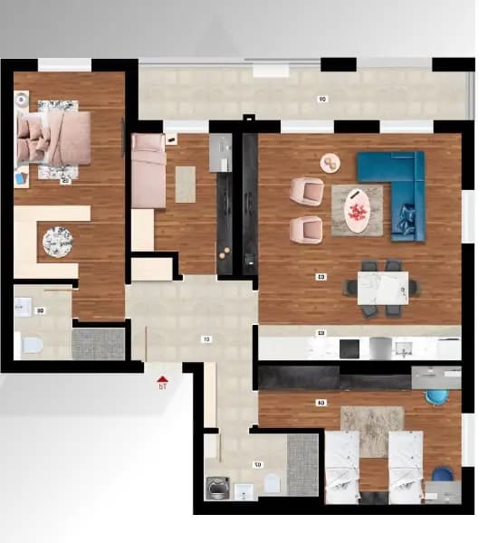 Продаж, трикімнатна квартира, 104м², Старий Аеродром, Подгориця