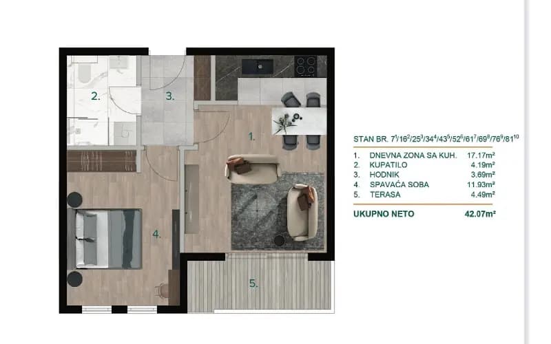 ONE-BEDROOM APARTMENT IN THE BJELIŠI NEIGHBORHOOD IN BAR/NEW CONSTRUCTION