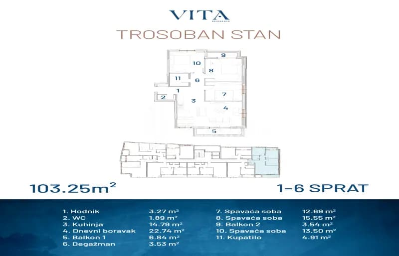 Three-Bedroom Apartments New Construction, 103m2, Ilino, Bar