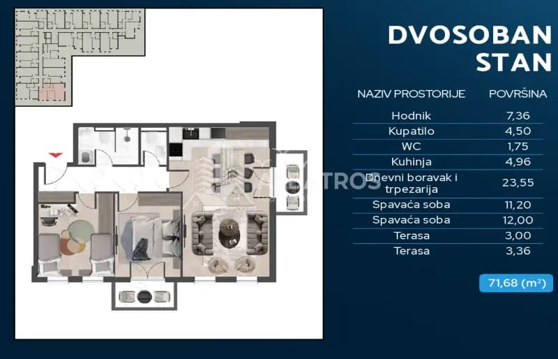 Two-Bedroom Apartments New Construction, Celuga, Bar