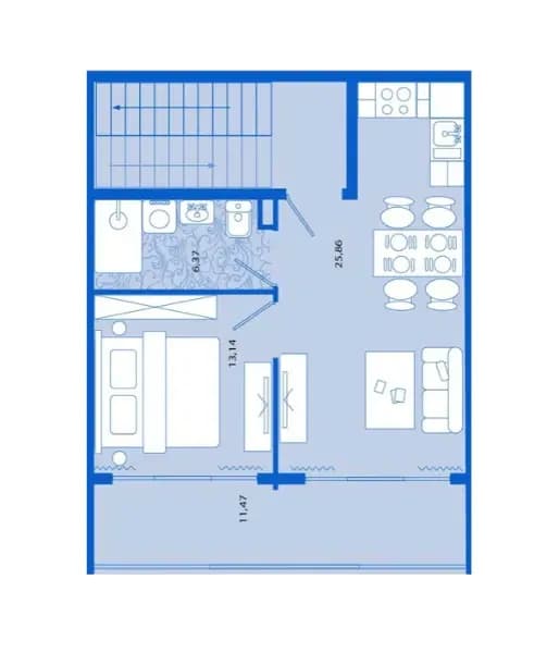 Продаж, однокімнатна квартира, 57м², Тіват