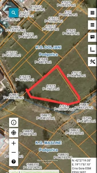 Sale, land, 750m², Murtovina, Podgorica