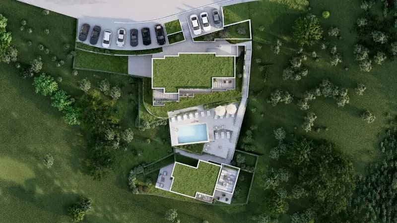 Plot in Tivat 1,430 m2 - Approved project for two residential buildings