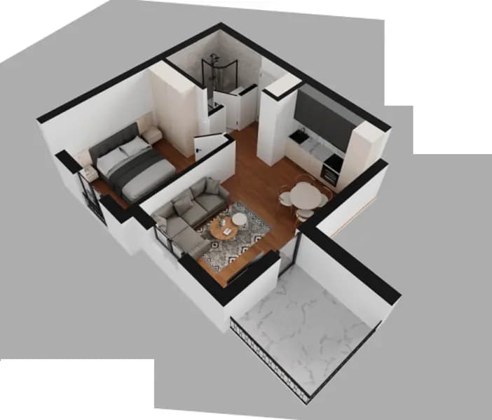 Продаж, однокімнатна квартира, 42м², Бечічі, Будва