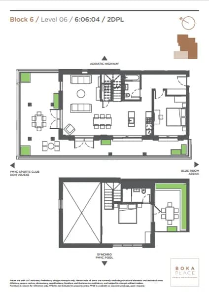 Продаж, двокімнатний пентхаус, 179м², Тіват