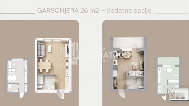A studio apartment of 26m2 in a new building in Polje, Bar is for sale.