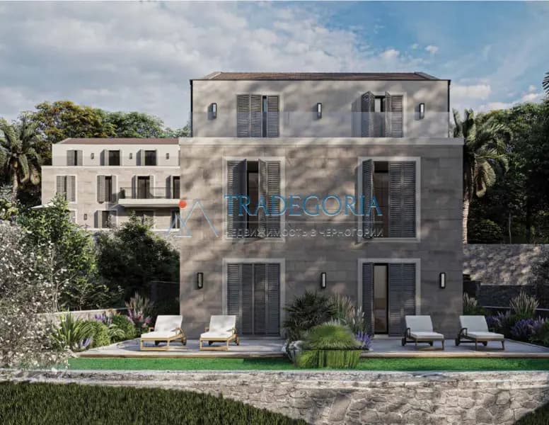 Denize 90 metre mesafede, yeni komplekste teraslı bir odalı daire, Boka Kotorska Körfezi