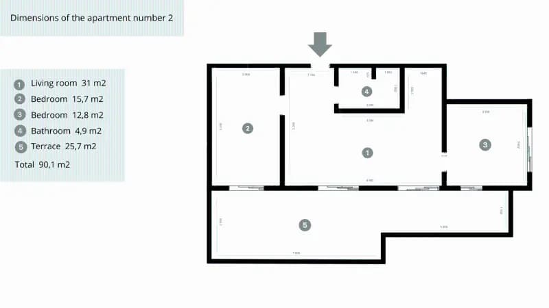 İki odalı daire - 90 m2. Tivat, Mrčevac