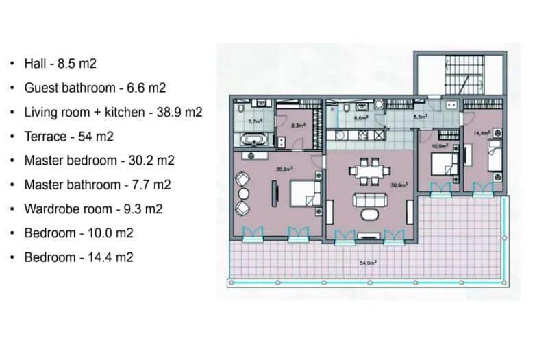 Продажа, трехкомнатная квартира, 158м², Деновичи, Херцег-Нови
