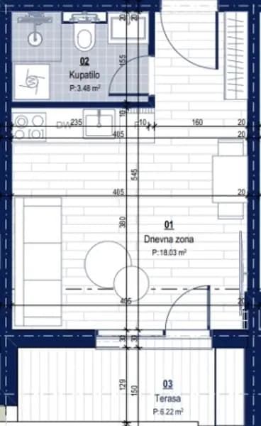 Satılık, stüdyo daire, 28m², Kotor