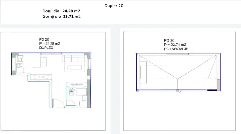 Satılık, tek odalı daire, 48m², Merkez, Tivat